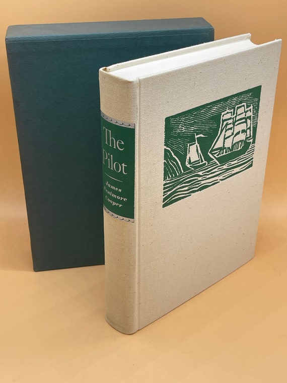 Classic Literature The Pilot by James Fenimore Cooper 1968 Heritage Press illustrated w woodcuts in color Literary Classic Gift Books