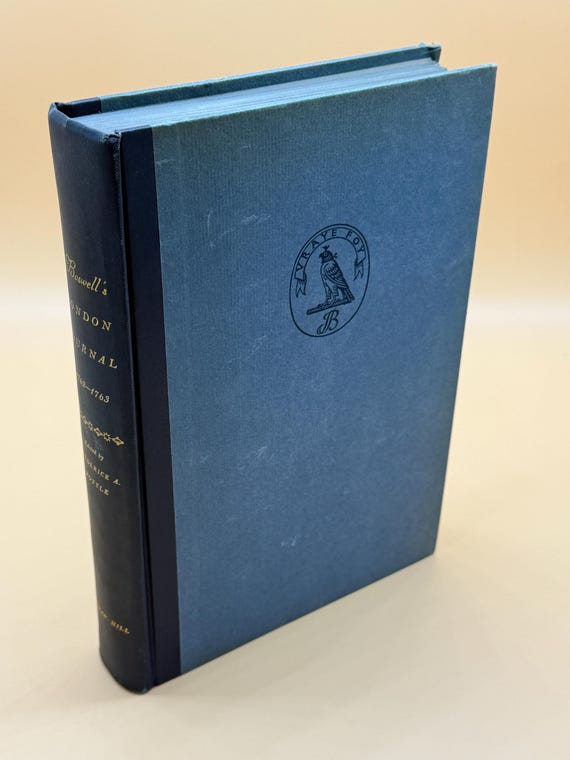 Boswell's London Journal 1762-1763 from original manuscript Intro Notes Frederick Pottle 1950 hardcover history book gifts rare books