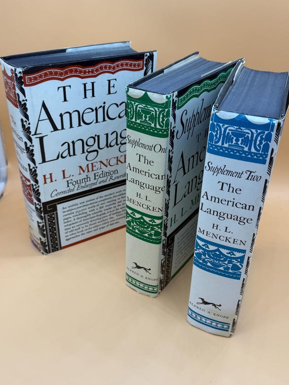 The American Language and both Supplements One and Two by H.L. Mencken 3 Volume Set 1980 Knopf Publishing Language history books rare books