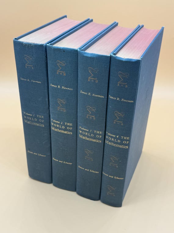 Rare Books  The World of Mathematics by James R. Newman 1956 4 Volume Set NO slipcase Math Books Used Books Book Sets Science Books