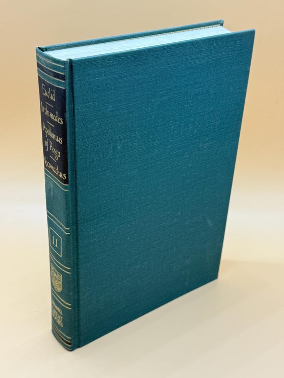 Euclid's Elements Archimedes Works Apollonius Perga Conic Sections Intro to Mathematics Gerasa 1952 Britannica Great Books rare books