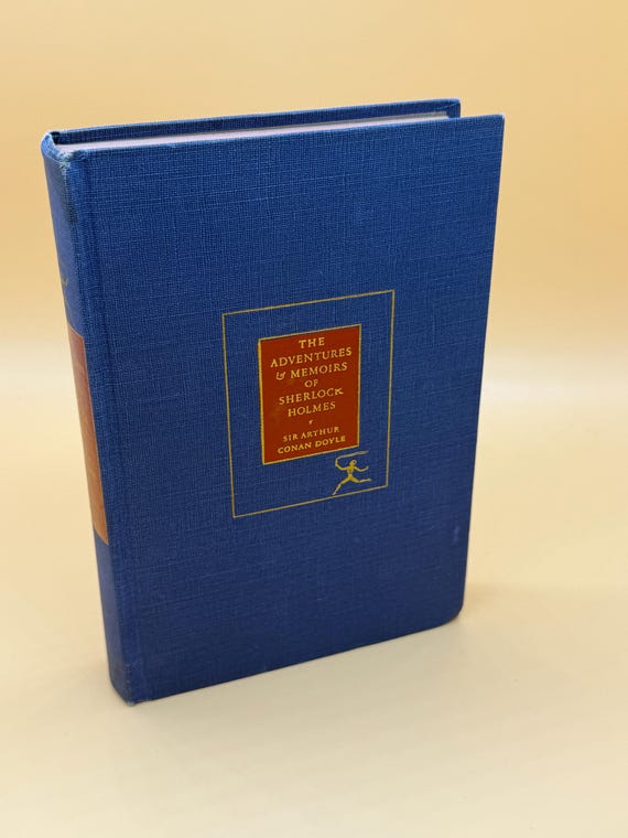 The Adventures and Memoirs of Sherlock Holmes by Sir Arthur Conan Doyle circa 1950's Modern Library Classic Literary Mystery Detective books