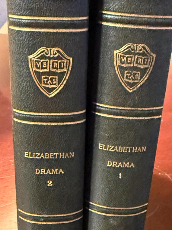 Elizabethan Drama in Two Volumes 1910 Collier Publishing The Harvard Classics in Fabrikoid binding Two Volume set #46 and #47 Rare Books