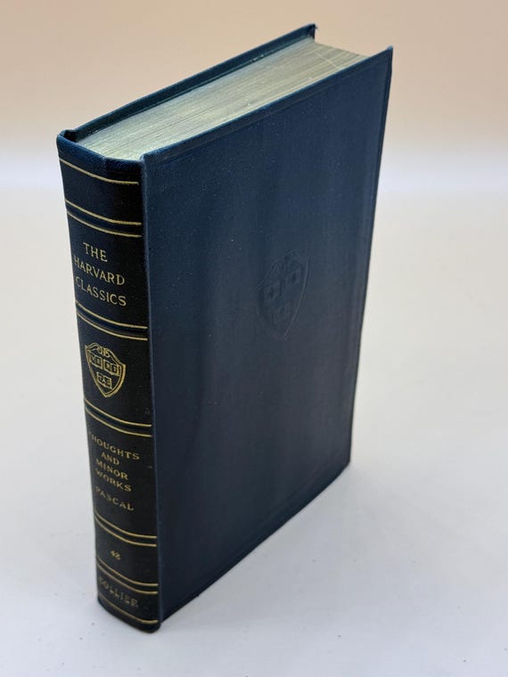 Blaise Pascal Thoughts Letters Minor Works 1910 Collier Publishing The Harvard Classics Fabrikoid Edition Math and Science rare book gifts