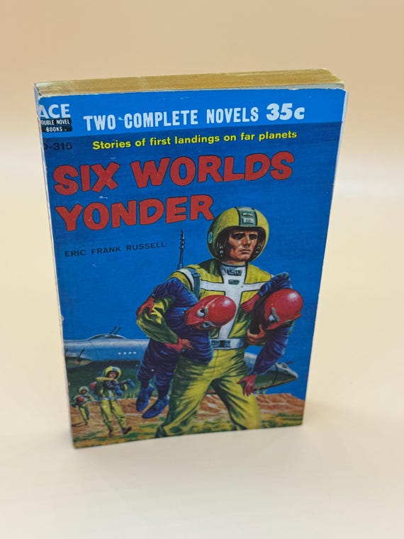 Six World Yonder and The Space Willies by Eric Frank Russell 1958 ACE Doubles Science Fiction books Vintage Sci fi gift books rare books