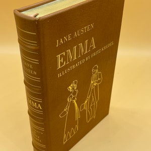 Collectible Literature Books Emma by Jane Austen Illustrator Fritz Kredel 1983 Easton Press Leather Gifts for Readers Literary Classics image 2