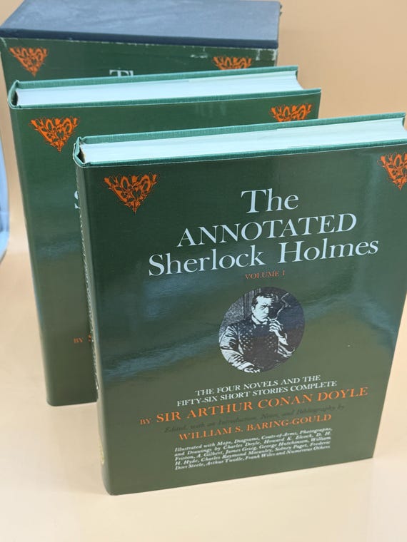 The Annotated Sherlock Holmes Two Volume Boxed set featuring  Four Novels & 56 short stories complete 1975 Second Edition Potter Publishing