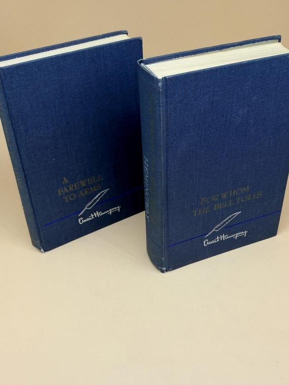 Ernest Hemingway Farewell to Arms & For Whom The Bell Tolls set of 2 Hemingway books circa 1950's reprints Scribners Publishing Literature