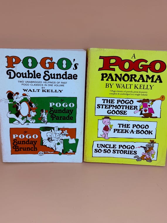 Two Cartoon Classics Pogo's Double Sundae & A Pogo Panorama by Walt Kelly Cartoon books