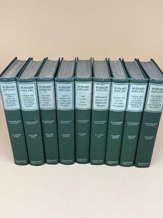Works of Rudyard Kipling Authorized Edition 1914 Doubleday Publishing 9 Volume set Classic Literature book sets