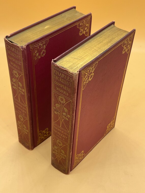 Rare Books Nicholas Nickleby 2 Vol. Charles Dickens Limited Numbered Edition George Sproul Publishing 1924 Dickens Books for Readers Gift