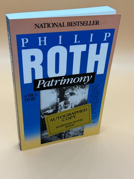 Patrimony a True Story by Philip Roth SIGNED paperback Nonfiction book gifts Autographed collectibles Autobiography Books Collectible books