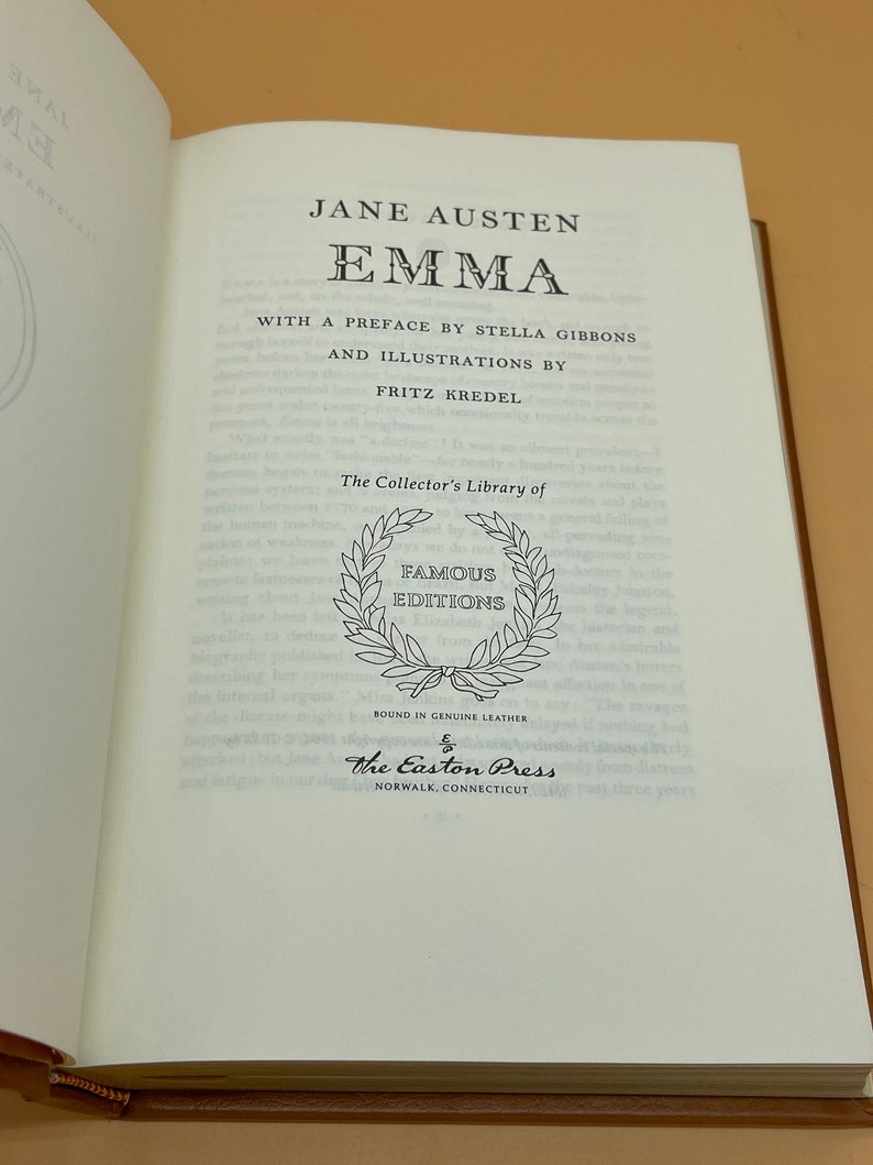 Collectible Literature Books Emma by Jane Austen Illustrator Fritz Kredel 1983 Easton Press Leather Gifts for Readers Literary Classics image 4