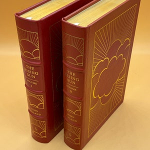 Rare Books The Rising Sun by John Toland Two Volume Set Easton Press Leather-Bound 1970 History Book Gifts for Readers Military History