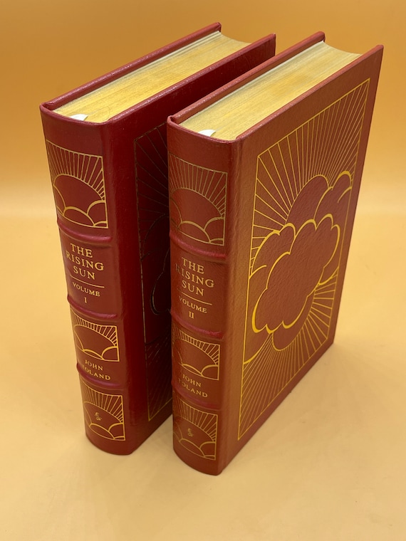 Rare Books The Rising Sun by John Toland Two Volume Set Easton Press Leather-Bound 1970 History Book Gifts for Readers Military History