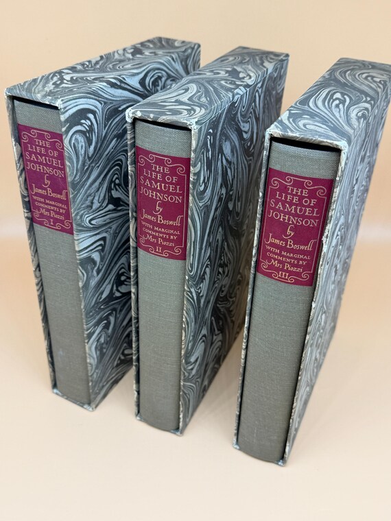 The Life of Samuel Johnson by James Boswell w marginal comments by Mrs Piozzi 1963 Heritage Press 3 Vol set historical biography books