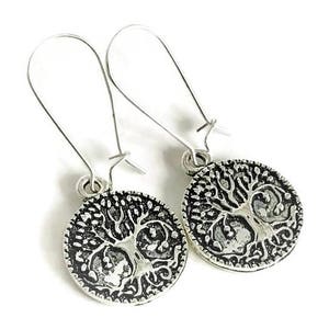 Silver Tree Earrings - Tree of LIfe Jewelry - Simple Everyday Tree Jewelry - Forest Earrings - Silver drop earrings