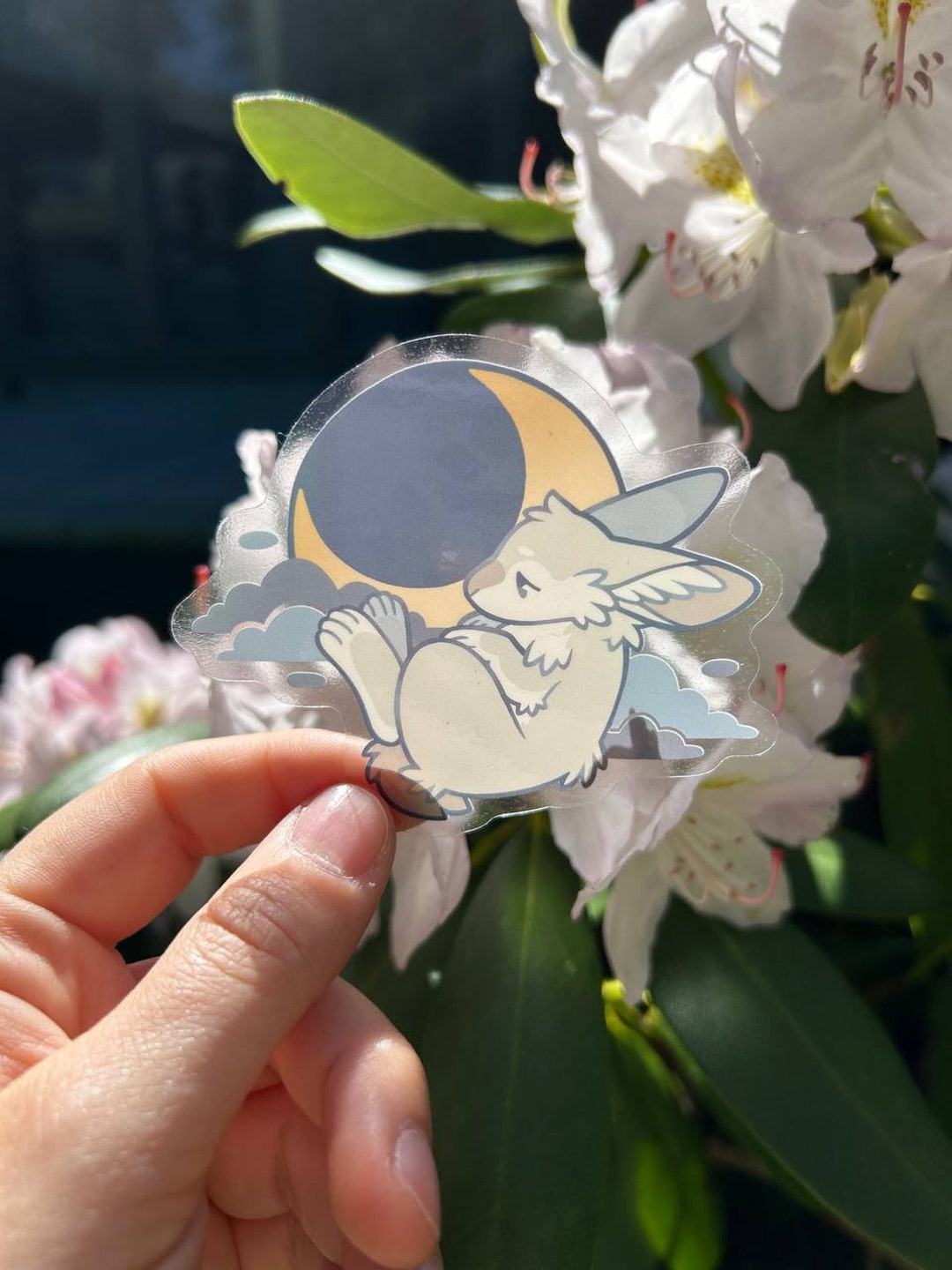 Transparent Rabbit Stickers Transparent Moon Rabbit Vinyl Sticker - Etsy