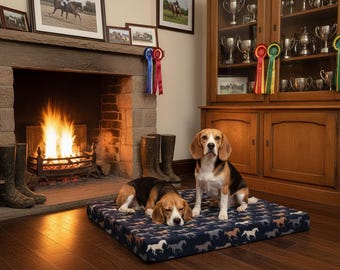 Dog Bed Huge, 4inch Thick, Beige Check Dog Bed, Red Check Dog Bed, removable cover  Heavy Duty Easy Wash