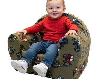 Foam Seat Children's Room Toddler Chair Kids Armchair Handmade Lightweight Playroom Deco, Tractor Design 2 colour Limited Edition, Easy Wash