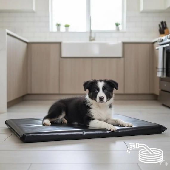 Heavy Duty Waterproof Dog Mats for Cage / Car / Kennel Durable Pet Mats in Black