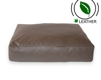 large leather dog bed