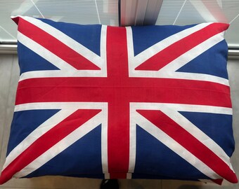 Union Jack Flag Dog Bed – Large 38" x 28" Cushion Mat, 4 Filling Options, Supportive Pet Mattress for Dogs & Cats, Statement British Design