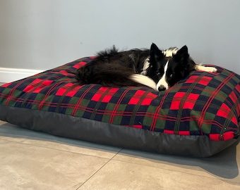 Super Chunky Dog bed, Pet Bed, Red Blue Green Check, Super Comfy Cushion, Dog Bed, 6 different designs, Cosy Cat & Dog Bed, UK Made
