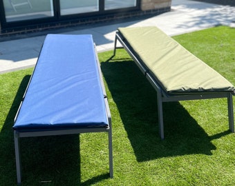 Sun lounger cushion pad 72"x 20" 1.5" Thick Waterproof Fabric over 9 colour ways, Bespoke sizes also available