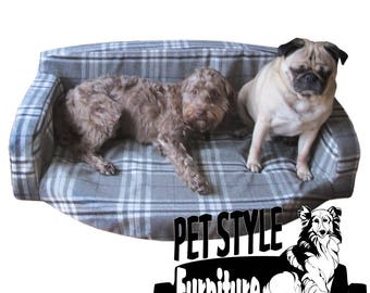 Gleneagles Tartan Dog Sofa Bed – Stylish Check Pet Furniture, Seating Foam Cushion, UK Made