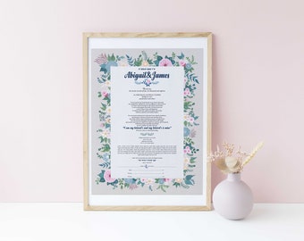 Morning Star Contemporary Ketubah - Interfaith Ketubah - Wedding vows - English and Hebrew - Reform Ketubah - Secular Ketubah