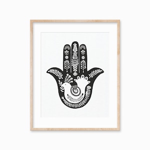 Protection Hamsa Hand Wall Art Print -Spiritual Gift - Evil Eye - Protective Hand -Hand of Fatima -Inspirational Art Print - Gift for Friend