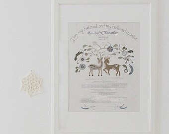 My Beloved Modern Ketubah - Jewish wedding vows - Interfaith wedding - Reform Wedding - Jewish wedding ceramony