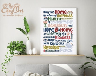 Bendición de la casa, Regalo de inauguración, Hogar dulce hogar, Bendiciones para el hogar, Póster para la entrada, Letrero de bienvenida, Limpieza del hogar, Buena energía