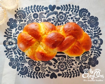 Beautiful Challah Cover, Shabbat Shalom Cotton Art Print, Gift for a Jewish Home