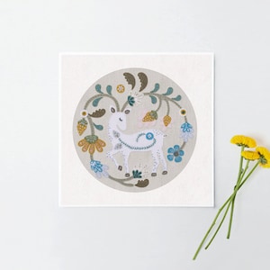 Wall Art Decor for Home. The Graceful Deer. Christmas Decor. Reindeer Art. Original Felt Art Print By EleyOri