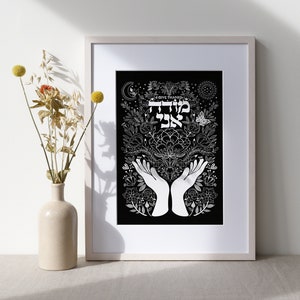 Modeh Ani Jewish Prayer - I give thanks - Spiritual Gift - Hebrew Gratitude Blessing - Jewish Morning Prayer - Modern Judaica