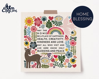 Housewarming Gift Colorful Home Blessing Wall Art Universal House Blessing Wall Art Inspirational Art for New Homes, Bless This Home