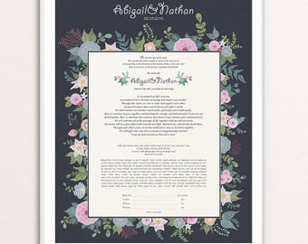 Secret Garden Modern Ketubah - interfaith Ketubah - wedding vows - Ketubah text - Jewish wedding