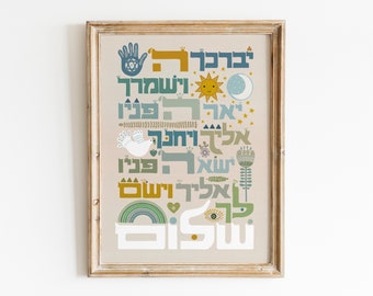 Priestly Blessing for children, Birkat Kohanim, May God Bless You and Keep You, Hebrew Blessing for babies, Brit Milah Gift