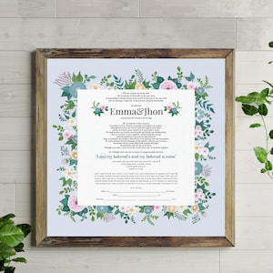Camellia Ketuba, Wedding Ceremony, Modern Ketubah, Unique Ketubah, Floral ketubah, Jewish Wedding, Printable, PDF Ketubah, Wedding Vows,