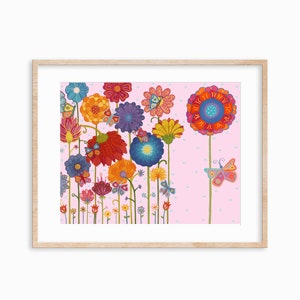 Flowers and butterflies Nursery Art Print, Illustration For Nursery, Children Playroom Print, When I first Held You Mirik Snir