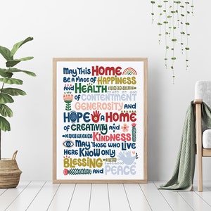 JEWISH HOUSE BLESSING - Birkat Habayit Blessing - Modern Judaica Wall Art - Shalom Art Print - Jewish Gift- Welcome Home -House Warming Gift