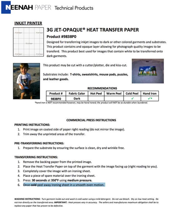 Neenah Heat Transfer Papers for Inkjet & Laser Printers