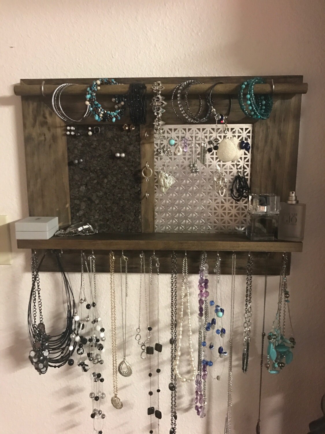 Wood Jewelry Organizer wall hanging display home decor Etsy