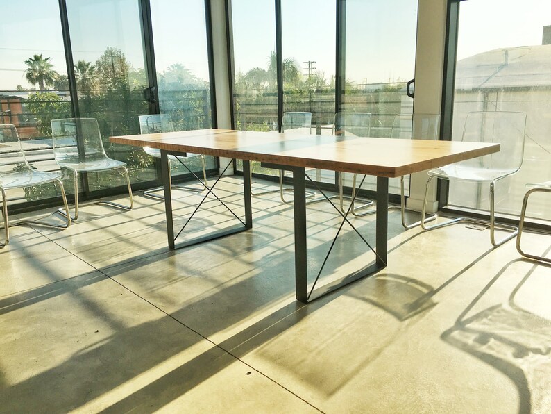 Reclaimed Wood Dining Table With Steel Base Custom Room J R