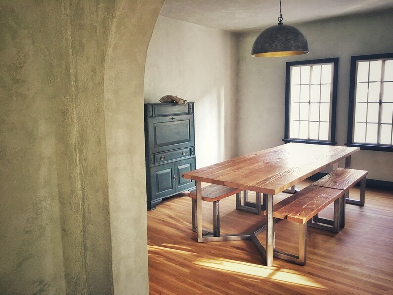 Reclaimed Wood Dining Table With Steel Base Custom Room The Miguel