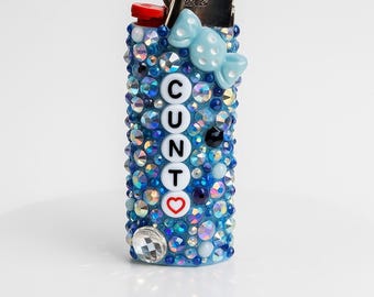 Bedazzled Junk Rhinestone Lighter with Bow!! Sparkly !!