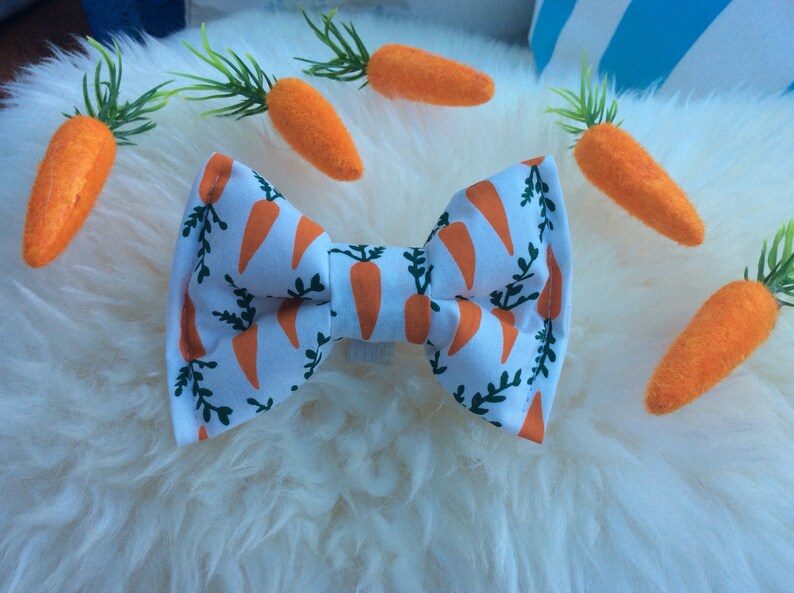 Carrot Dog Bow Tie, Just Slips onto Collar, Great Gift Just Don't Tell The Easter Rabbit you have his Carrots image 1