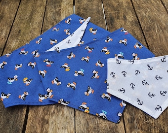 Bella and Barns Summer Reversible Puffin Dog Tie Up Bandana, Great Present